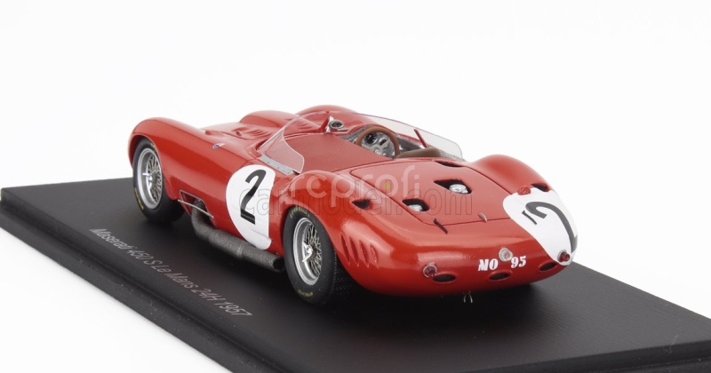 Spark-model Maserati 450s 4.5l V8 Team Officine Alfieri Maserati N 2 24h Le Mans 1957 Jean Behra - Andre Simon 1:43 Red