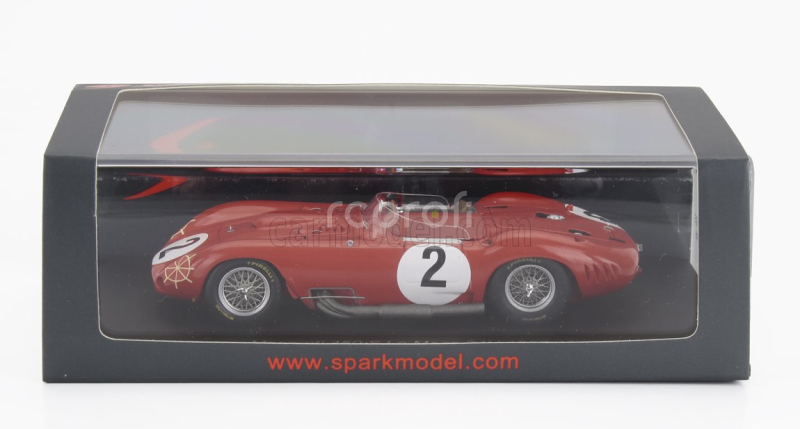 Spark-model Maserati 450s 4.5l V8 Team Officine Alfieri Maserati N 2 24h Le Mans 1957 Jean Behra - Andre Simon 1:43 Red
