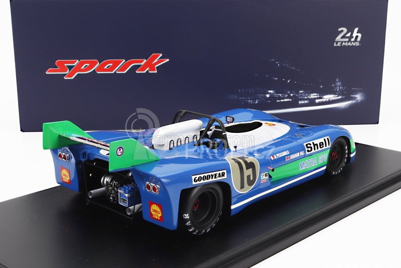 Spark-model Matra simca Ms670b 3.0l V12 Team Equipe Matra-simca Shell N 15 Winner 24h Le Mans 1972 - H.pescarolo - G.hill - Con Vetrina - With Showcase 1:18 Bluette White