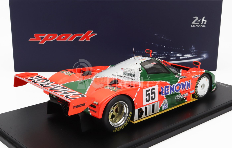 Spark-model Mazda 787b 2.6l Team Mazdaspeed Co. Ltd. N 55 Winner 24h Le Mans 1991 B.gachot - J.herbert - V.weidler - Con Vetrina - With Showcase 1:18 Oranžová Zelená Stříbrná