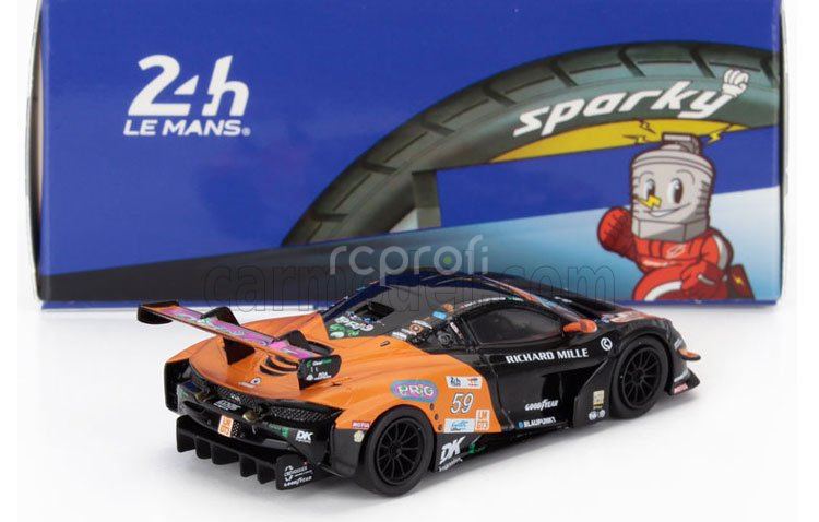 Spark-model Mclaren 720s Gt3 Evo M840t 4.0l V8 Turbo Team United Autosports N 59 24h Le Mans 2024 Nicolas Costa - James Cotingham - Gregoire Saucy 1:64 Černá Oranžová