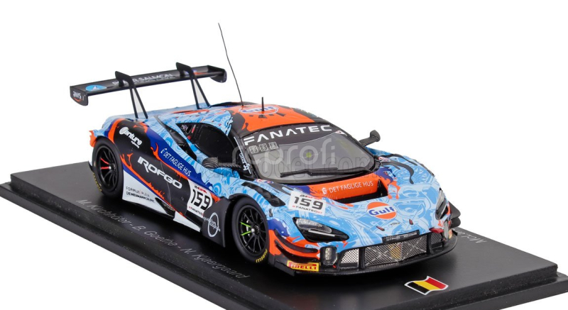 Spark-model Mclaren 720s Gt3 Evo Team Garage59 N 159 24h Spa 2023 M.kirchhofer - B.goethe - N.kjaergaard 1:43 Světle Modrá Oranžová