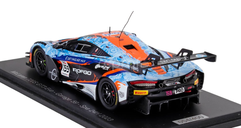 Spark-model Mclaren 720s Gt3 Evo Team Garage59 N 159 24h Spa 2023 M.kirchhofer - B.goethe - N.kjaergaard 1:43 Světle Modrá Oranžová