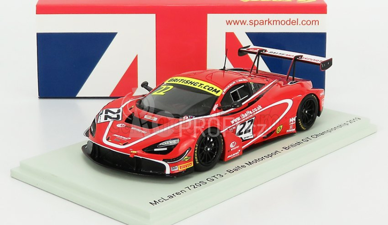 Spark-model Mclaren 720s Gt3 Team Balfe Motorsport N 22 British Gp Championship 2019 S.balfe - R.bell 1:43 Červená Bílá
