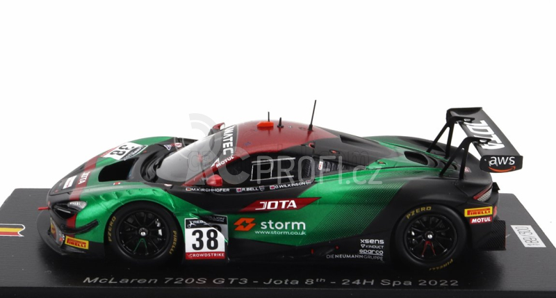 Spark-model Mclaren 720s Gt3 Team Jota N 38 24h Spa 2022 M.kirchhofer - O.wilkinson - R.bell 1:43 Zelená Černá Červená