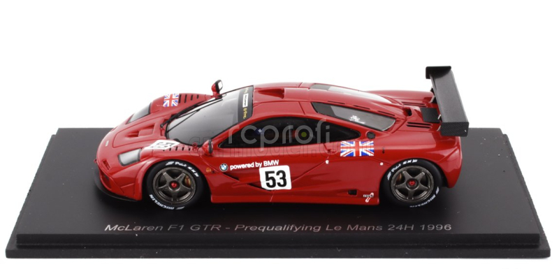 Spark-model Mclaren F-1 Gtr 6.1l V12 N 53 Pre-qualifications 24h Le Mans 1996 Fabien Giroix - Jean Denis Deletraz - Maurizio Sandro Sala 1:43 Red