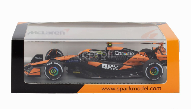 Spark-model Mclaren F1  Mcl38 Team Mclaren N 4 Winner Miami Gp 2024 First F1 Victory Lando Norris 1:43 Oranžová Černá