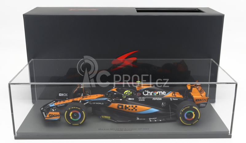 Spark-model Mclaren F1  Mcl60 Team Mclaren N 4 Australian Gp 2023 Lando Norris 1:18 Oranžová Černá Modrá