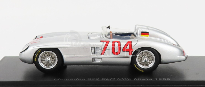 Spark-model Mercedes benz 300 Slr Spider N 704 Mille Miglia 1955 H.herrmann - H.eger 1:43 Silver