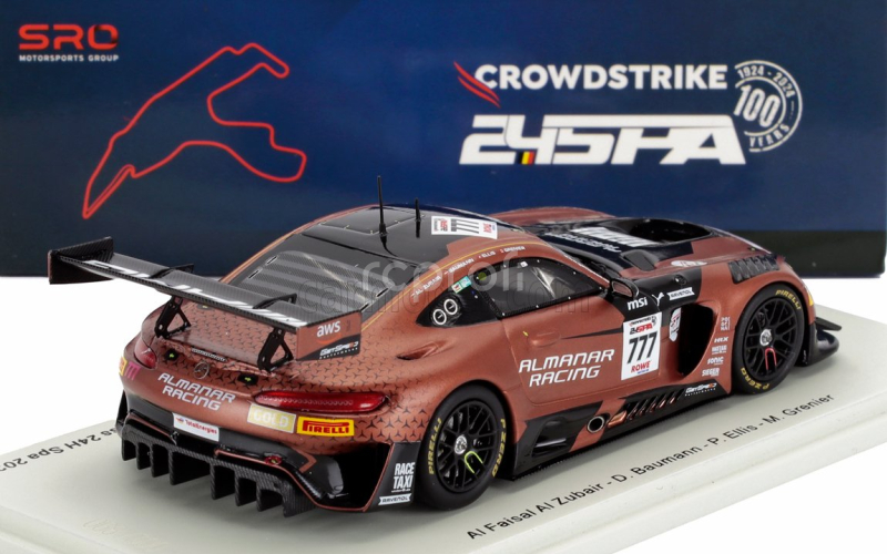 Spark-model Mercedes benz Amg Gt3 Evo 6.2l V8 Team Almanar Getspeed Racing N 777 Winner Gold Class 24h Spa 2024 Al Faisal Al Zubair - Dominik Baumann - Philip Ellis - Mikael Grenier 1:43 Hnědá Černá