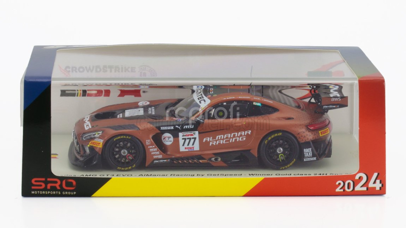 Spark-model Mercedes benz Amg Gt3 Evo 6.2l V8 Team Almanar Getspeed Racing N 777 Winner Gold Class 24h Spa 2024 Al Faisal Al Zubair - Dominik Baumann - Philip Ellis - Mikael Grenier 1:43 Hnědá Černá