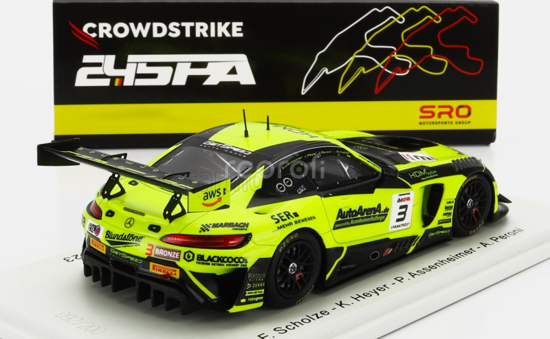 Spark-model Mercedes benz Amg Gt3 Team Getspeed N 3 24h Spa 2023 F.scholze - K.heyer - P.assenheimer - A.peroni 1:43 Žlutá Černá