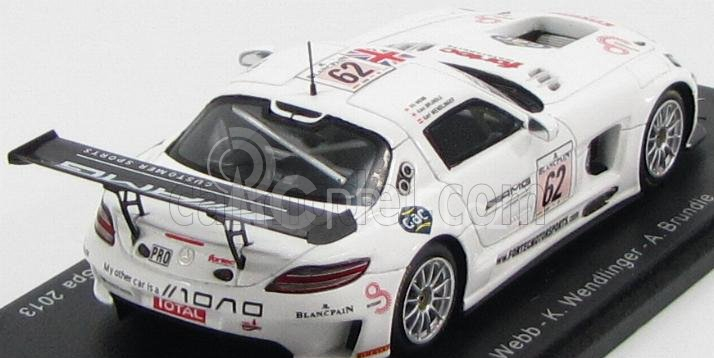Spark-model Mercedes benz Sls Amg Gt3 Team Fortec Motorsport N 62 24h Spa 2013 O.webb - K.wendlinger - A.brundle 1:43 Bílá