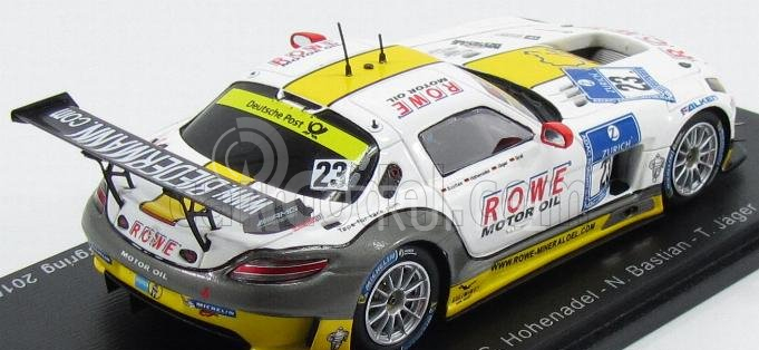 Spark-model Mercedes benz Sls Amg Gt3 Team Rowe Racing N 23 24h Nurbugring 2015 K.graf - C.hohenadel - N.bastian - T.jager 1:43 Bílá Žlutá