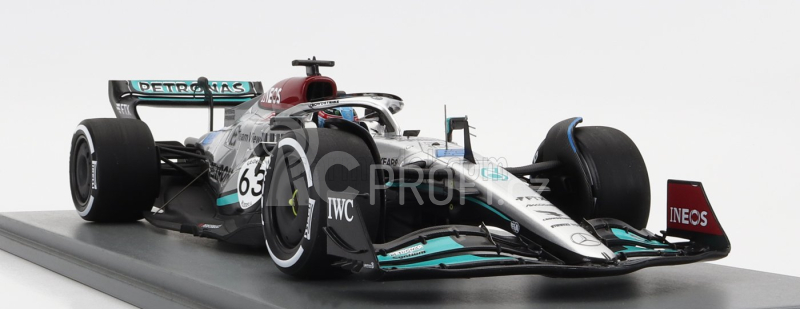 Spark-model Mercedes gp F1 W13e Team Mercedes-amg Petronas F1 N 63 4th Belgium Gp 2022 George Russel - Con Vetrina - With Showcase 1:18 Stříbrná Zelená