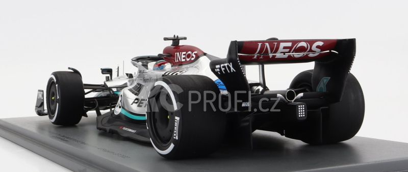 Spark-model Mercedes gp F1 W13e Team Mercedes-amg Petronas F1 N 63 4th Belgium Gp 2022 George Russel - Con Vetrina - With Showcase 1:18 Stříbrná Zelená