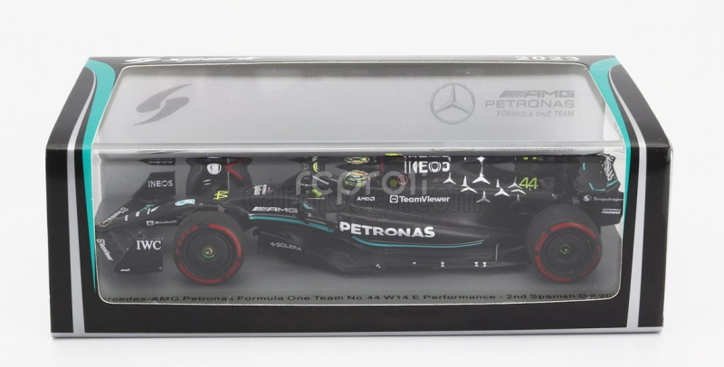 Spark-model Mercedes gp F1 W14 Team Mercedes-amg Petronas Formula One N 44 2nd Spain Gp 2023 Lewis Hamilton 1:43 Matt Black