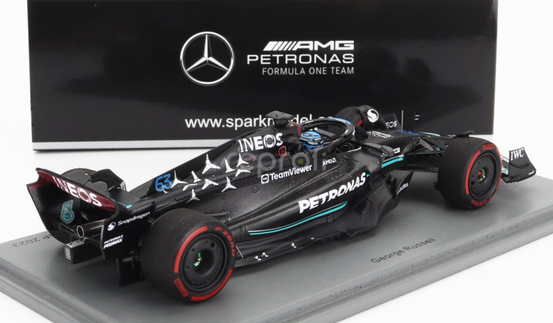 Spark-model Mercedes gp F1 W14 Team Mercedes-amg Petronas Formula One N 63 3rd Spain Gp 2023 George Russell 1:43 Matt Black