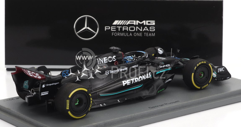 Spark-model Mercedes gp F1 W14 Team Mercedes-amg Petronas Formula One N 63 5th British Gp 2023 George Russel 1:43 Matt Black