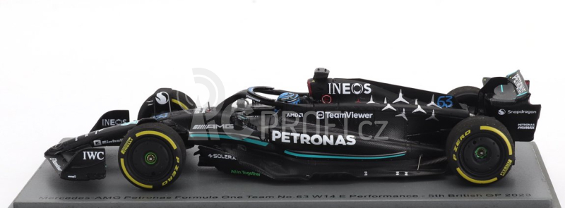 Spark-model Mercedes gp F1 W14 Team Mercedes-amg Petronas Formula One N 63 5th British Gp 2023 George Russel 1:43 Matt Black