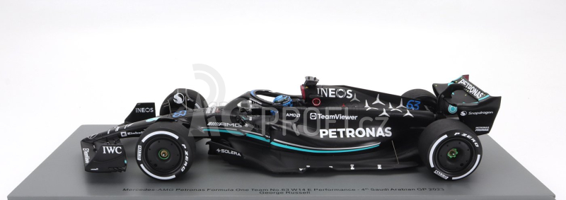 Spark-model Mercedes gp F1 W14 Team Mercedes-amg Petronas Formula One N 63 Season 2023 George Russel 1:18 Matt Black