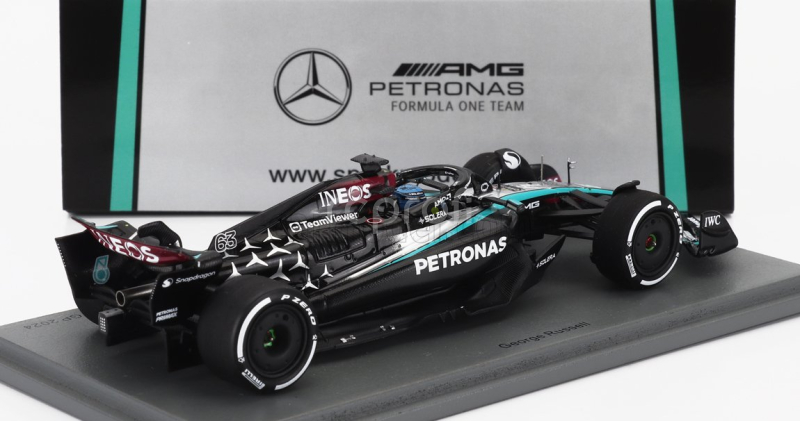 Spark-model Mercedes gp F1  W15 Eq Performance Team Amg Petronas Motorsport N 63 Bahrain Gp 2024 George Russell 1:43 Černá Stříbrná Zelená
