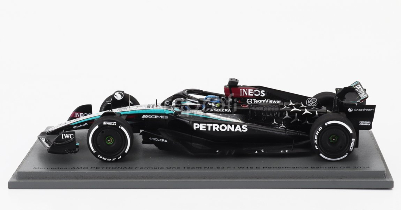 Spark-model Mercedes gp F1  W15 Eq Performance Team Amg Petronas Motorsport N 63 Bahrain Gp 2024 George Russell 1:43 Černá Stříbrná Zelená