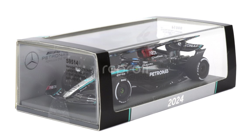 Spark-model Mercedes gp F1  W15 Eq Performance Team Amg Petronas Motorsport N 63 Bahrain Gp 2024 George Russell 1:43 Černá Stříbrná Zelená
