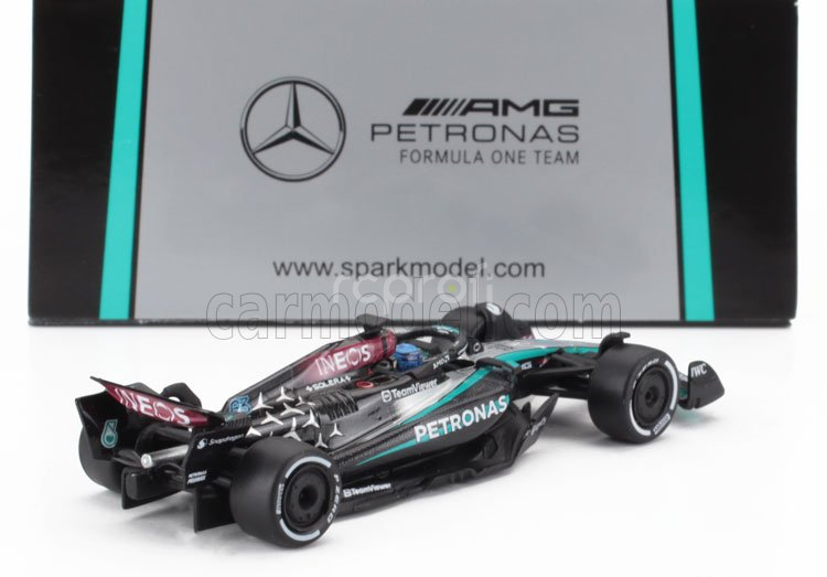 Spark-model Mercedes gp F1  W15 Eq Performance Team Amg Petronas Motorsport N 63 Winner Las Vegas Usa 2024 George Russell 1:64 Černá Stříbrná Zelená