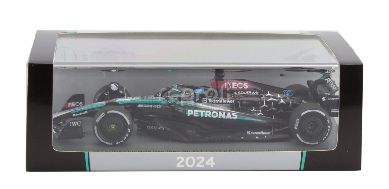 Spark-model Mercedes gp F1  W15 Eq Performance Team Amg Petronas Motorsport N 63 Winner Las Vegas Usa Gp 2024 George Russell 1:43 Černá Stříbrná Zelená