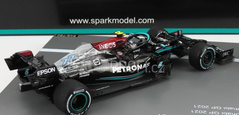 Spark-model Mercedes gp Set F1  2x W12 Mercedes M12 Eq Power+ Team Amg Petronas Motorsport Formula One N 44  + N 77 Abu Dhabi Gp 2021 Lewis Hamilton - Valtteri Bottas - 8 Times World Champion Constructeur 1:43 Černá Zelená