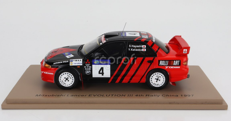 Spark-model Mitsubishi Lancer Evolution Iii N 4 Rally China 1997 Yoshihiro Kataoka - Satoahi Hayashi 1:43 Červená Černá