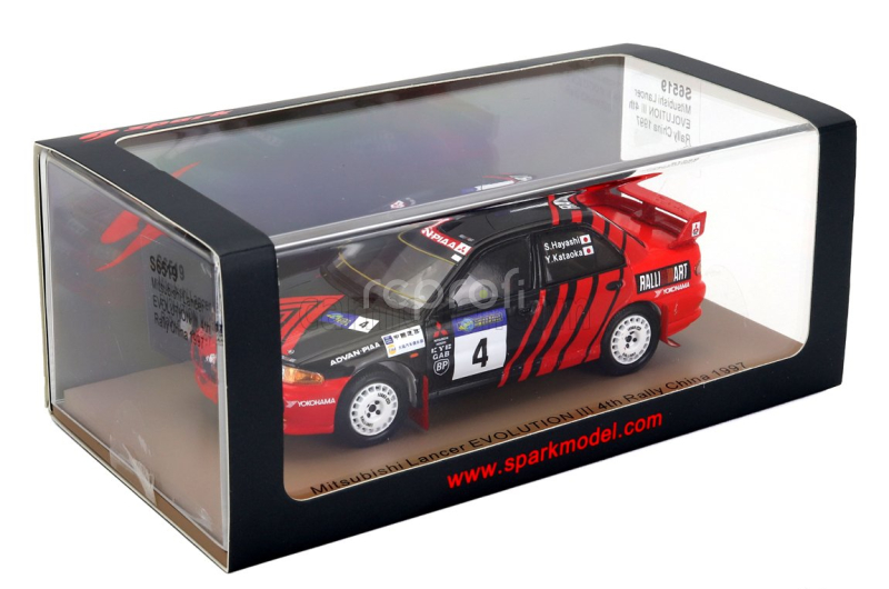 Spark-model Mitsubishi Lancer Evolution Iii N 4 Rally China 1997 Yoshihiro Kataoka - Satoahi Hayashi 1:43 Červená Černá
