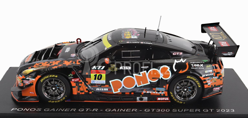 Spark-model Nissan Gt-r Nismo Team Ponos Gainer N 10 Gt300 Class Super Gt 2023 H.yasuda - R.okusa 1:43 Černá Oranžová