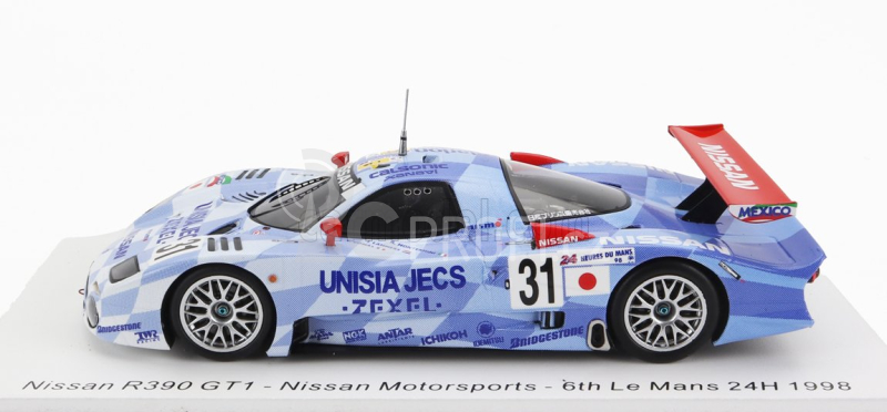Spark-model Nissan R390 Gt1 3.5l Turbo Team Nissan Motorsport N 31 24h Le Mans 1998 A.montermini - E.comas - J.lammers 1:43 Světle Modrá Bílá