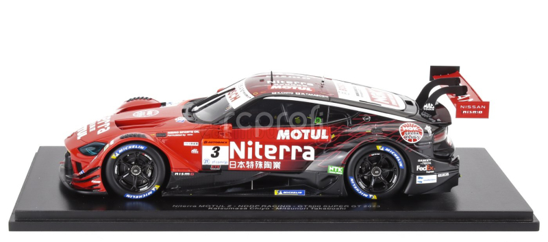 Spark-model Nissan Type Z Team Niterra Motul Nddp Racing N 3 Gt500 Class Super Gt 2023 Katsumasa Chiyo - Mitsunori Takaboshi 1:18 Červená Černá