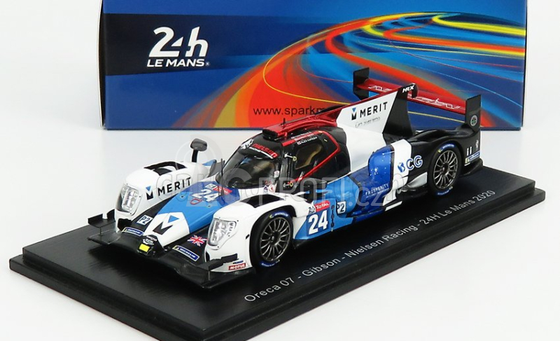 Spark-model Oreca 07 Gibson 4.2l V8 Team Nielsen Racing N 24 24h Le Mans 2020 G.grist - A.kapadia - A.wells 1:43 Modrá Červená Bílá