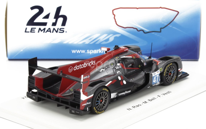 Spark-model Oreca 07 Gibson Gk428 4.2l V8 Team Cool Racing N 47 24h Le Mans 2024 Frederik Vesti - Matt Bell - Naveen Rao 1:43 Černá Červená