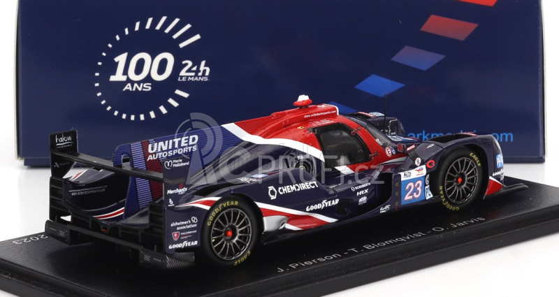 Spark-model Oreca 07 Gibson Gk428 4.2l V8 Team United Autosports N 23 24h Le Mans 2023 T.blomqvist - O.jarvis - J.pierson 1:43 Modrá Červená