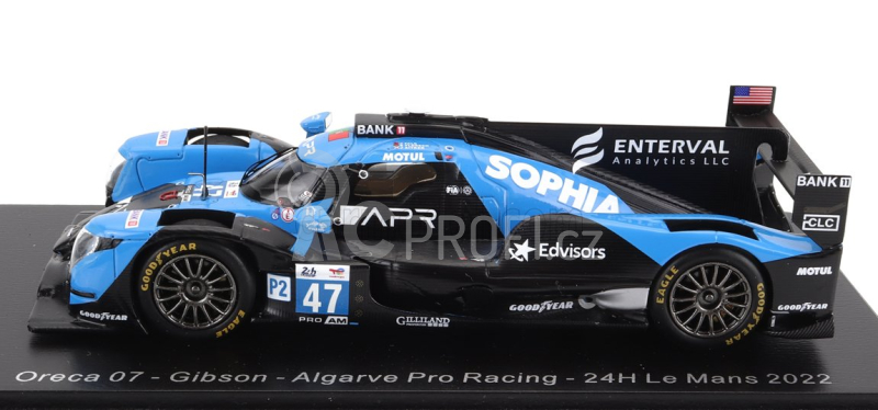 Spark-model Oreca Gibson 07 Gk428 4.2l V8 Team Algarve Pro Racing N 47 24h Le Mans 2022 S.floersch - J.falb - J.aitken 1:43 Černá Světle Modrá