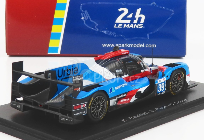 Spark-model Oreca Gibson 07 Gk428 4.2l V8 Team Graff Racing N 39 24h Le Mans 2022 E.trouillet - S.page - D.droux 1:43 Světle Modrá Červená Bílá