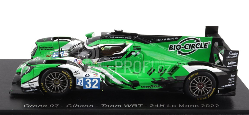 Spark-model Oreca Gibson 07 Gk428 4.2l V8 Team Wrt N 32 24h Le Mans 2022 R.ineichen - M.bortolotti - D.vanthoor 1:43 Zelená Bílá