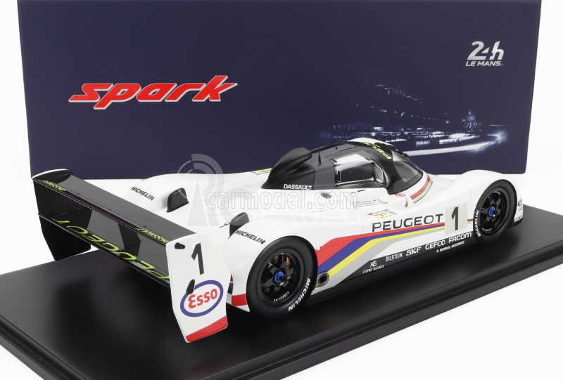 Spark-model Peugeot 905 Evo1bis Sa35 3.5l V10 Team Peugeot Talbot Sport N 1 Winner 24h Le Mans 1992 D.warwick - Y.dalmas - M.blundell - Con Vetrina - With Showcase 1:18 Bílá