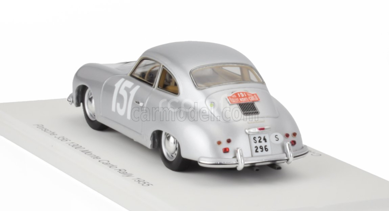 Spark-model Porsche 356 Coupe N 151 Rally Montecarlo 1955 Carsten Johansson - Gunnar Jensen 1:43 Silver