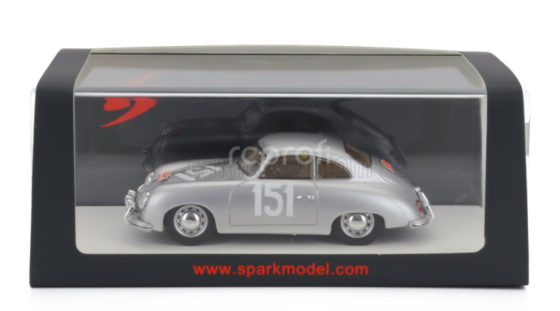 Spark-model Porsche 356 Coupe N 151 Rally Montecarlo 1955 Carsten Johansson - Gunnar Jensen 1:43 Silver