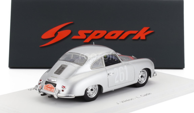 Spark-model Porsche 356 Coupe N 261 Rally Montecarlo 1955 Jean Vilreon - Leon Carlin 1:43 Silver