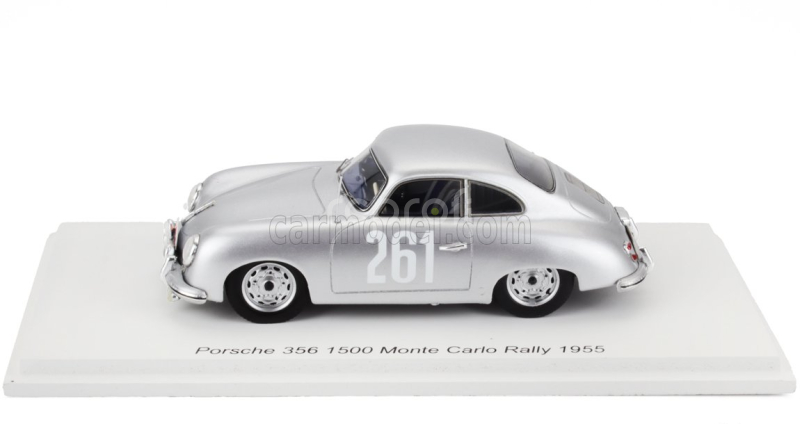 Spark-model Porsche 356 Coupe N 261 Rally Montecarlo 1955 Jean Vilreon - Leon Carlin 1:43 Silver
