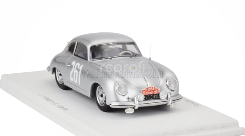 Spark-model Porsche 356 Coupe N 261 Rally Montecarlo 1955 Jean Vilreon - Leon Carlin 1:43 Silver