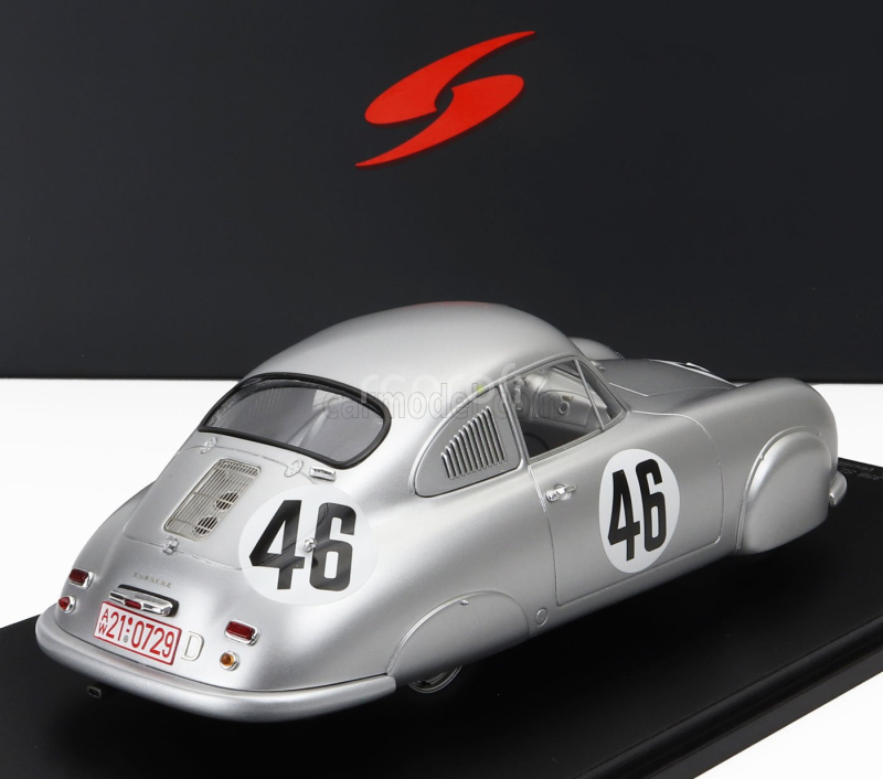 Spark-model Porsche 356 Sl Coupe Team Porsche K.g. N 46 Winner Class 24h Le Mans 1951 Auguste Veuillet - Edmond Mouche 1:18 Silver