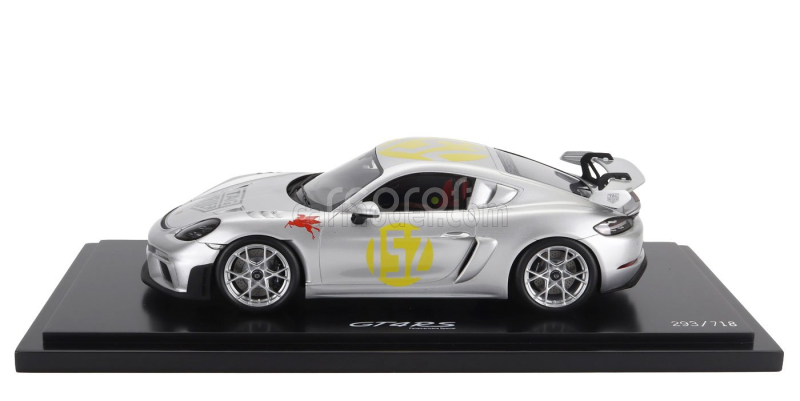 Spark-model Porsche 718 (982) Cayman Gt4 Rs N 152 Tribute Rally Panamericana Livery 2024 - Con Vetrina - With Showcase 1:18 Silver